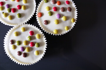 Easter baking. traditional easter cake and easter eggs