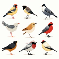 Colorful Cartoon Birds in Simple Style AI Generated