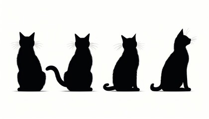 Minimalist White Cat Silhouette AI Generated