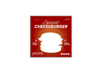 creative simple special cheeseburger social media post design template