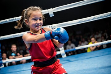 The image captures the dynamic and joyful essence of a child playing a professional sports game, radiating energy, happiness, and exhilaration.