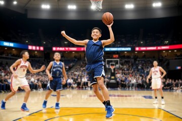 The image captures the dynamic and joyful essence of a child playing a professional sports game, radiating energy, happiness, and exhilaration.