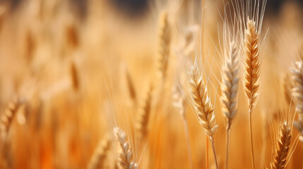 Fototapeta premium Wheat field, spikelets of wheat as a Ukrainian symbol