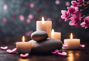 Obraz na płótnie Canvas Valentine's Day stone background relax Zen spmassage decoration setting concept oil Wellness