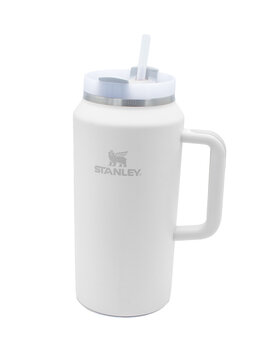 Ocala, Fl 1-21-2024 Grey Stanley The Quencher H2.0 Flowstate Tumbler 64 Oz Double wall insulation stainless steel keeps water or favorite beverage ice cold for hours. isolated on white background
