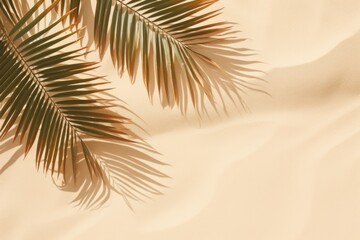 Fototapeta na wymiar Tropical Palms Shadow on Sand: A Serene Summer Beach Day Scene AI Generated