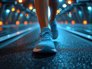 Close Up of a Person Running on a Track. A focused individual in athletic attire sprinting on a track.