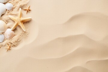 Summer Vacation and Beauty Sand Mock-Up with Starfish on Beige Background AI Generated