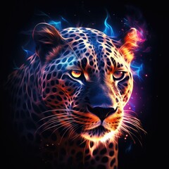 Abstract glowing design of a Jaguar