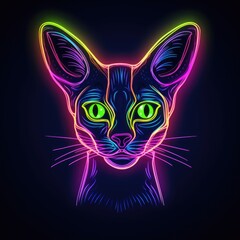 Abyssinian. Neon outline icon with a light effect