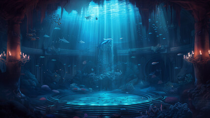 Underwater Arias: A Magnificent Opera Performance Under the Sea - obrazy, fototapety, plakaty