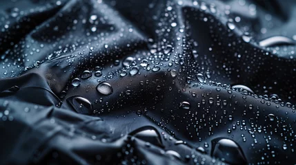 Foto auf Alu-Dibond Close up picture of waterproof fabric with water droplets on the fabric © ME_Photography