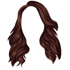 long, female, brown hair de hair template without face image, for female characters or hairdressers