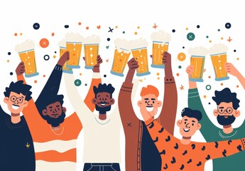 beer cheers, concept of men celebrating Generative AI - obrazy, fototapety, plakaty