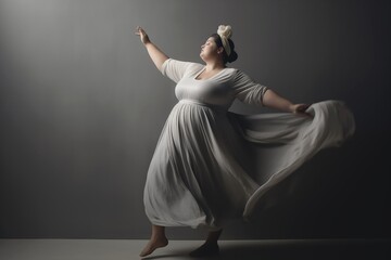 Plus size body positive ballerina in a white tutu embodies the dreams of dancers of all sizes