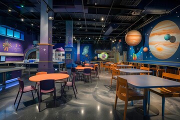 Interactive children's science center with experiments and planetarium - obrazy, fototapety, plakaty