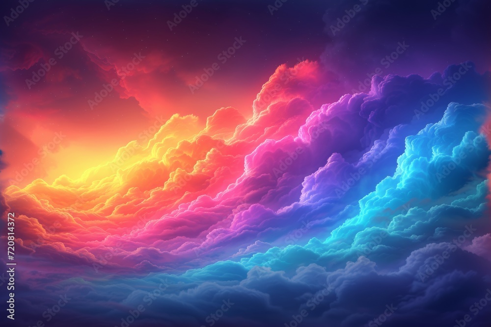 Wall mural Rainbow Enlightenment. Escape to Reality series. Abstract arrangement of surreal sunset sunrise colors and textures on the subject of landscape painting,