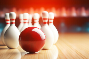 Naklejka premium Skittle and Red Bowling Ball