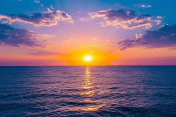 Naklejka na ściany i meble Spectacular sunset over ocean horizon