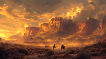 Wild West beautiful landscape with mountains