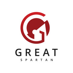 Letter G Sparta Mask, Spartan Helmet for Greek Roman Warrior Knight Solider logo design inspiration