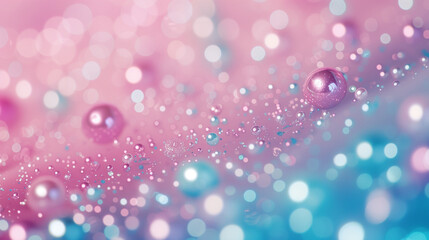 Abstract background, pink and blue pearls and glitter