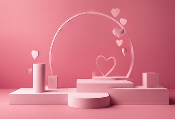  background shapes pink product scene scene abstract podium presentation Minimal love Minimal