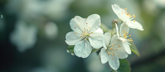 Obraz premium Small white blooms from garden.