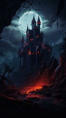 Dark and Cinematic Vampire Castle Backdrop Generative AI