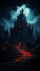 Dark and Cinematic Vampire Castle Backdrop Generative AI