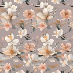 Minimalist floral pattern with delicate blossoms in soft shades Stylish and versatile background for textile or stationery design3