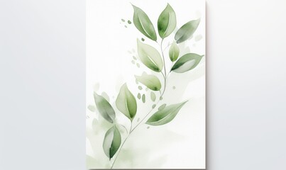Wedding Cards Featuring Stylized Green Leaves Generative AI