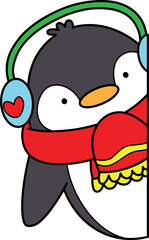 Winter peeking penguin clip art