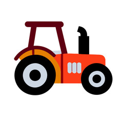 red tractor isolated on white
