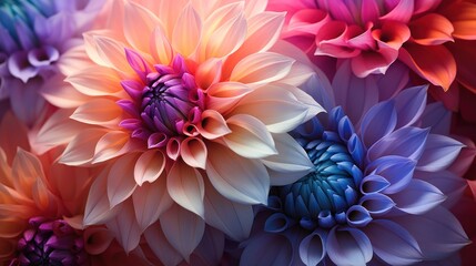 Radiant Dahlia Flowers in a Spectrum of Colors AI Generated
