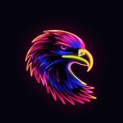 Fototapeta premium American eagle. Neon outline icon with a light effect