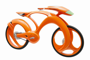 Bicycle with futuristic design, orange color, transportation concept, sport, generative ai