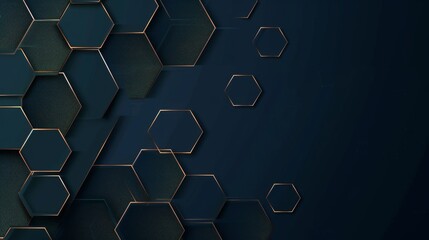 Corporate background with a gradient pattern of navy blue transitioning to emerald green, featuring hexagonal geometric shapes with gold edge for a modern and luxurious web design