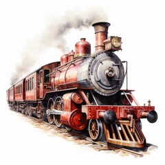 Naklejka premium An old train on a white background