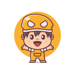 Cute boy cartoon character with happy expression