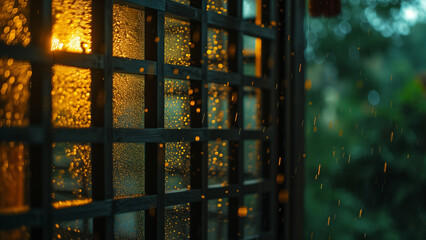 Dewdrops on the Window Lattice of Tea house