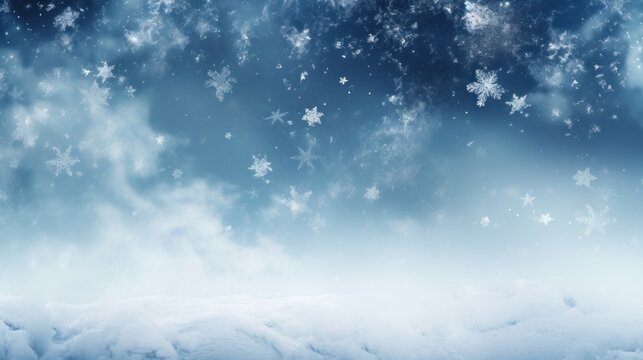 Winter Background of Snow and Frost with Free Space for Your Decoration AI Generated