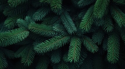 Fototapeta na wymiar Beautiful Winter Fir Tree Branches Background AI Generated
