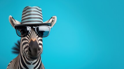 Minimalistic Zebra with Sunglasses and Hat Celebrating Happy Birthday AI Generated AI Generated