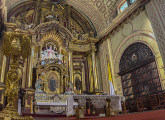 Interior of the "Plazuela de la Merced" church in the old town of Lima, Peru.