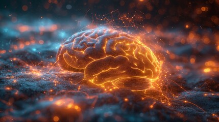 High-tech image blending the concept of Artificial Intelligence AI and communication networks, featuring a central AI brain composed of glowing, interconnected neural networks.