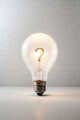 "AI-Generated Light Bulb with Question Mark Inside on White Background"
