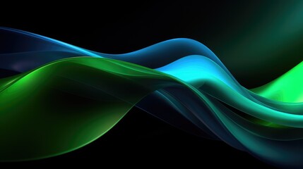 abstract background with green and blue flowing waves, vector illustration. Generative AI