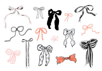 Set Of Hand Drawn Bows Layout
