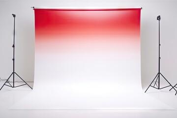 Red White Gradient Studio Backdrop, Product Photo Studio, Empty Room Interior, Red Photo Background